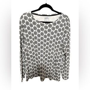 Croft & Barrow 1X Cotton Long Sleeve Shirt White Black Every Day Basics Minimal